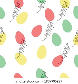 easter seamless pattern pastel calm colors on white background with floral design