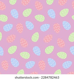 Easter seamless pattern with patterned Easter eggs in trendy soft hues. Happy Easter. Springtime