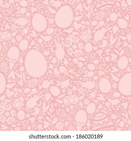 Easter Seamless Pattern in Pink Colors. Easter symbols Shapes. Editable pattern in swatches.