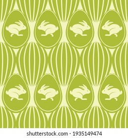 Easter seamless pattern. Repeating Bunnies and Eggs