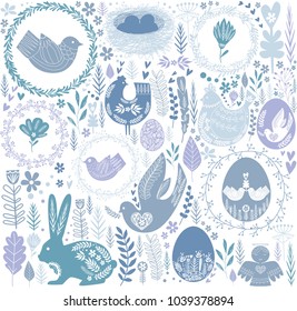 Easter seamless pattern in Scandinavian style. Editable vector illustration 