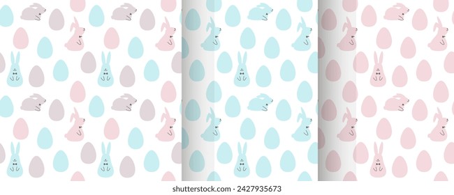 Easter seamless pattern set in simple flat design.Easter eggs cute illustration.