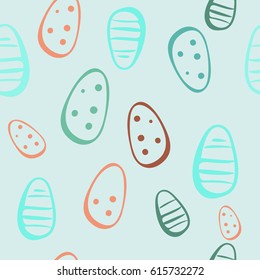 Easter seamless pattern with sketch eggs. Seamless pattern.