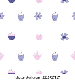 Easter seamless pattern. Spring pastel background. Cute children wrapping paper.Holiday vector illustrations. Floral Pastel pattern