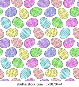 Easter Seamless Pattern with stylized Polka Dot Eggs. Easter Background