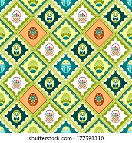 Easter seamless pattern. Suitable for posters and prints, wallpaper, textiles, scrap-booking, gift wrap and packaging.