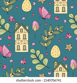 Easter seamless pattern. Vector illustration.