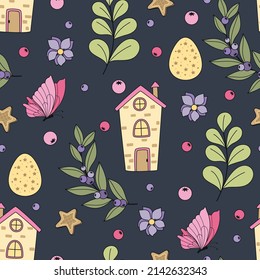 Easter seamless pattern. Vector illustration. 