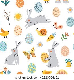 Easter seamless pattern vector texture. Easter background