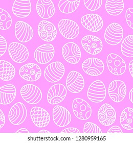 Easter seamless pattern for wrapping paper, vector pattern with colored eggs