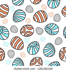 Easter seamless pattern for wrapping paper, vector pattern with colored eggs