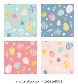 Easter seamless patterns. Spring pattern for banners, posters, cover design templates, social media stories wallpapers and greeting cards.