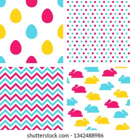 Easter seamless patterns. Vector backgrounds for easter design