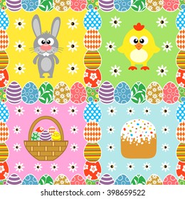 Easter seamless set background card .Vector illustration