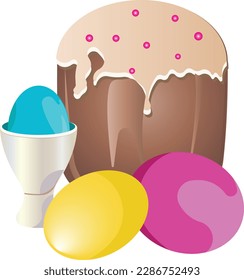 Juego de pascuas de Pascua y huevos. Conjunto ortodoxo. Ilustración vectorial aislada en fondo blanco.
