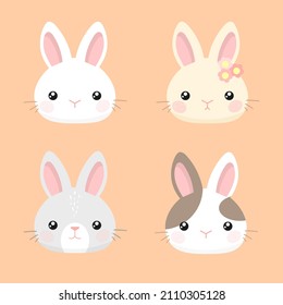 Escaparate de pascua lindo conejo de dibujos animados, ilustración vectorial