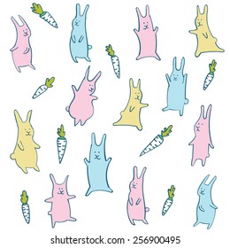 Easter set of cute rabbits.