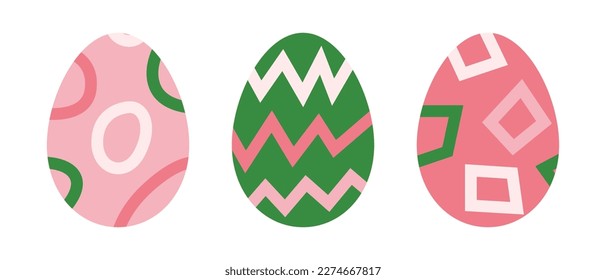 Semana Santa con decoración y adorno. Símbolos de vacaciones de primavera colorida colorida colorida colección. Caza de huevos Vector abstracto gráfico moderno plano.