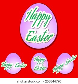 Easter set eggs with text, vector illustration