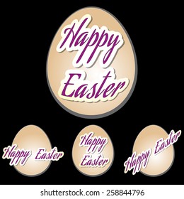 Easter set eggs with text, vector illustration