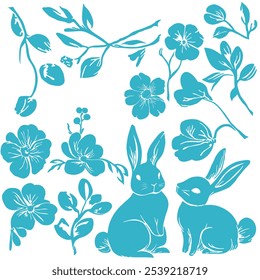 Easter set of elements, cute vector Easter set