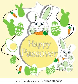 Fiesta de Pascua. Ambientación verde para Pascua, huevos de Pascua, sombra de conejo, conejo verde y zanahorias.