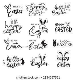 Pascua. Juego de emblemas de la placa Label para Pascua. Gráfico de letras de Pascua