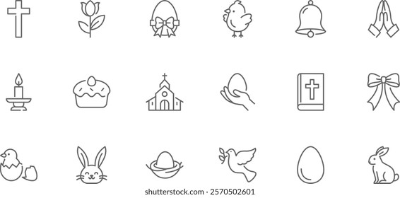 Easter | Set of line icons with editable stroke