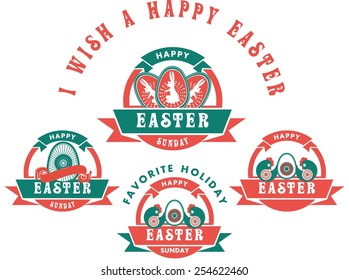 Easter set of logos and labels with the traditional theme on a white background