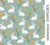 Easter set o of decorations, seamless pattern. Vtctor Easter decorations.Background, elements