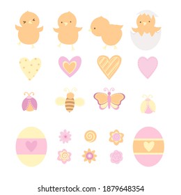 easter set on the white background