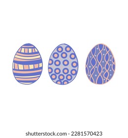 Easter set of painted eggs. Easter holiday drawings or stickers collection for postcards and decor.