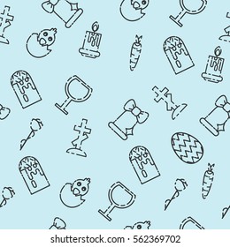 Easter set pattern with cute icons for Easter design. Easter background.