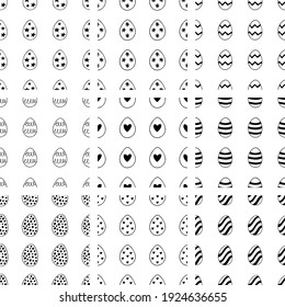 Easter set of  patterns from hand drawn doodle eggs.