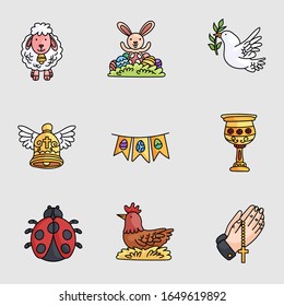 Easter set of stock vector illustration icons