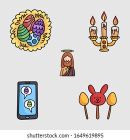 Easter set of stock vector illustration icons