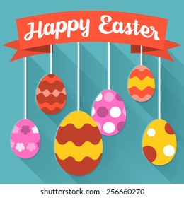 Easter Set of vector eggs for happy easter day