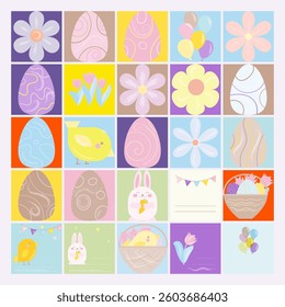 Easter Set Vector Flat Illustration