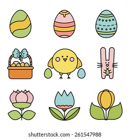 Easter set. Vector illustration.