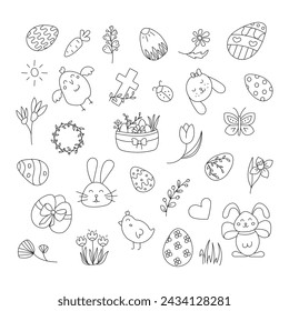 Easter set. Vector illustration. Isolated on white background