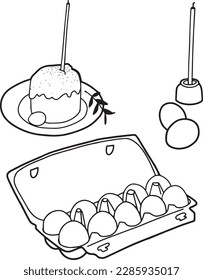 easter set vector line art