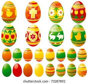 Easter set. Vector set of  many easter eggs.