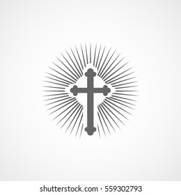 Easter Shining Cross Flat Icon On White Background