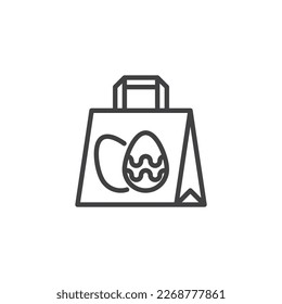 Easter shopping line icon. linear style sign for mobile concept and web design. Shopping bag with Easter eggs outline vector icon. Symbol, logo illustration. Vector graphics
