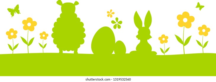 Easter Silhouette Bunny and Eggs