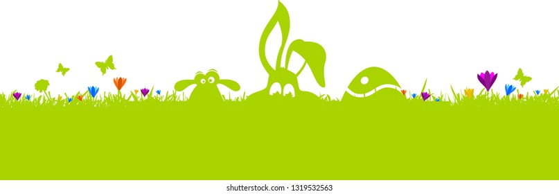 Easter Silhouette Bunny and Eggs