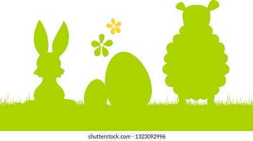Easter Silhouette Bunny and Eggs
