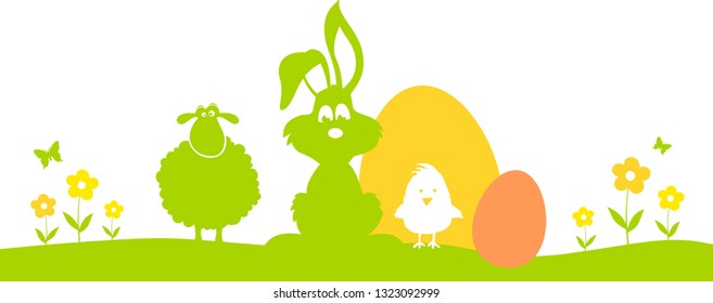 Easter Silhouette Bunny and Eggs