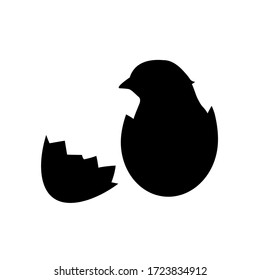 Easter silhouette chicken hatched from an egg. Farm animals collection.