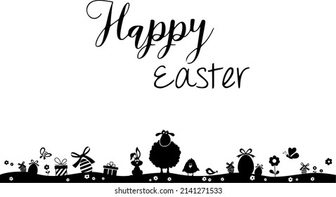 Easter Silhouette Egg Black Vector